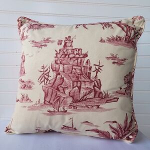 Classic red & ivory toile throw pillow